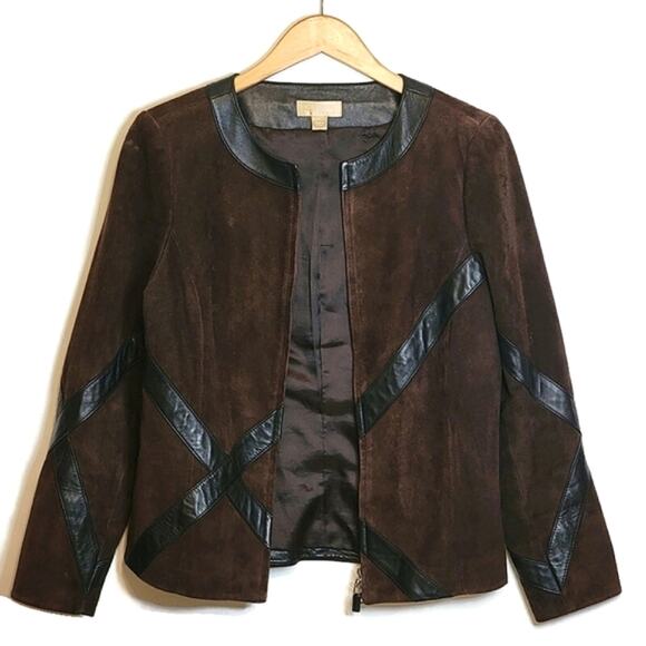 Nordstrom Studio 121 Brown Suede Leather Jacket Zip Front Long Sleeve Chic S - Picture 7 of 16